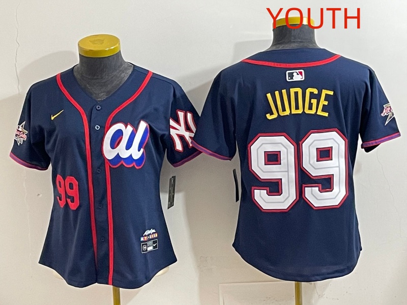 Youth 2025 New York Yankees #99 Judge dark Blue All star Nike MLB Jersey style 001->youth mlb jersey->Youth Jersey